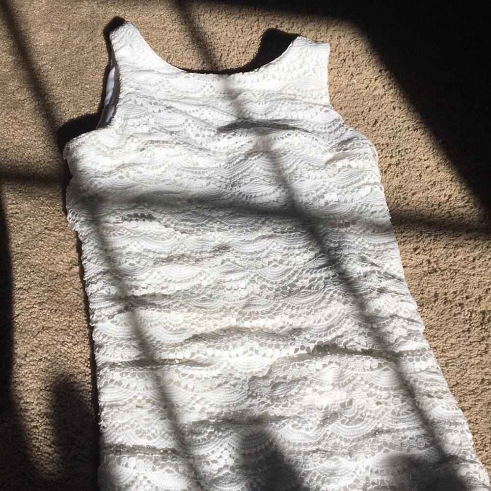 White Scalloped Lace Dress